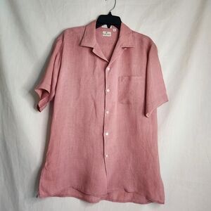 Neiman Marcus Mens Casual Button Down Shirt Red Size L. Vacation. Coastal